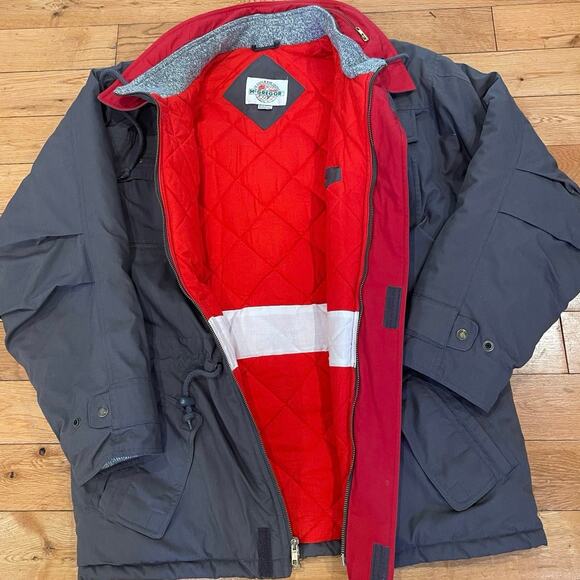 McGregor Vintage 90s Winter Jacket Heavy Duty Gray Zip Up Knit Collar Size Large - Picture 7 of 8